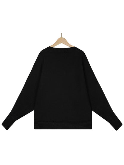 women's loose dolman sleeve sweater pullover off shoulder sweater