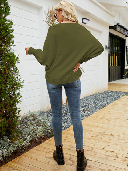 women's loose dolman sleeve sweater pullover off shoulder sweater