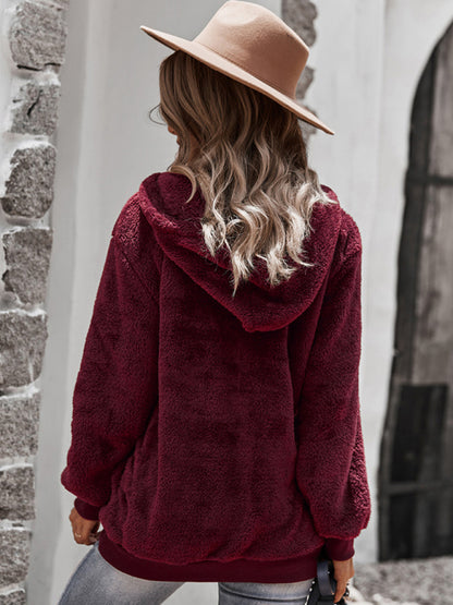 Fur coat warm loose solid color sweater leisure style