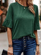 Women's Single Breasted Ruffle Sleeve Short Sleeve T-Shirt