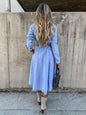 Denim Casual High Waist Pocket Lapel Dress