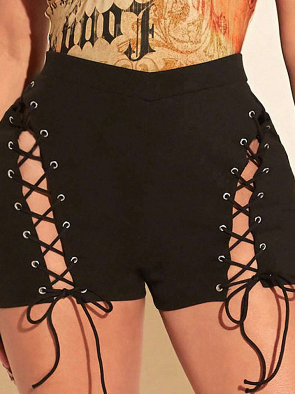 Shorts women's eyelet tie hollow cycling shorts