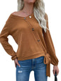 Women's casual solid color button-decorated bottoming knitted sweater