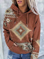 Positioning print coat top ladies hooded sweater