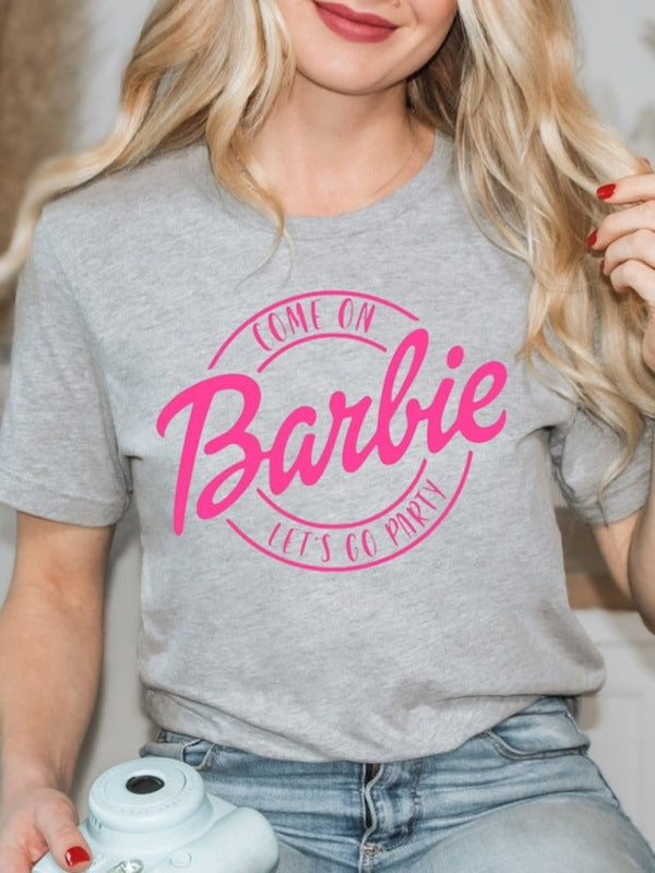 Barbie print letter print sports casual women's short-sleeved T-shirt