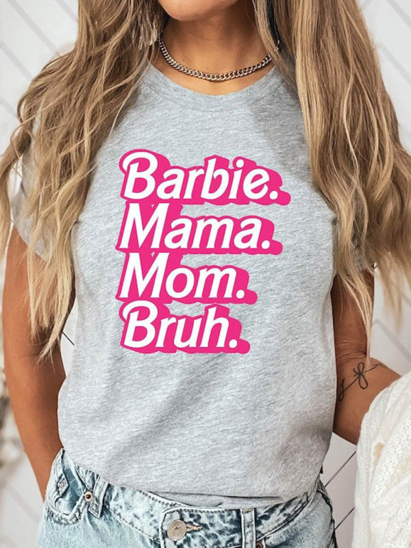 Barbie print letter print sports casual women's short-sleeved T-shirt