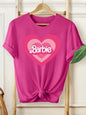 Barbie print letter print sports casual women's short-sleeved T-shirt