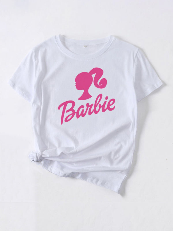 Barbie print letter print sports casual women's short-sleeved T-shirt