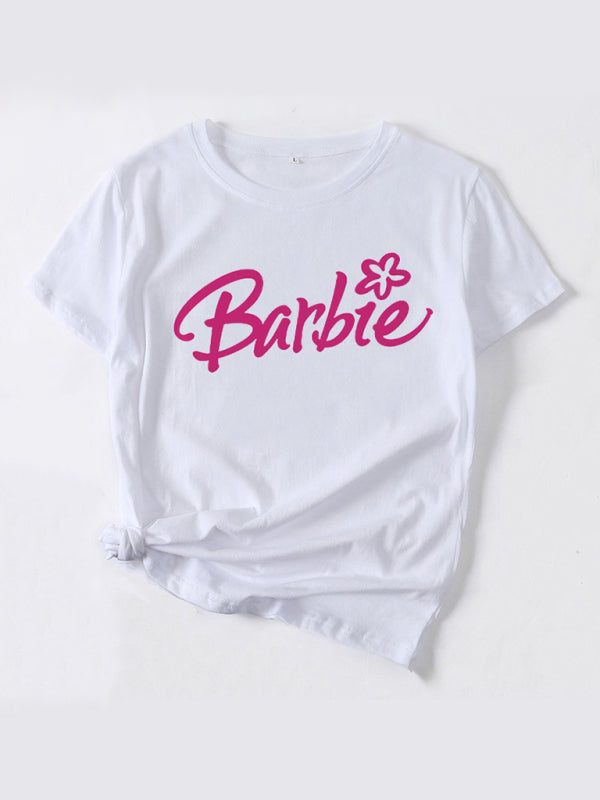 Barbie print letter print sports casual women's short-sleeved T-shirt