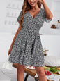 Leisure holiday wrapped chest floral temperament dress