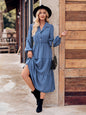 Casual Shirt Collar Button Waist Long Sleeve Dress