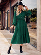 Casual Shirt Collar Button Waist Long Sleeve Dress