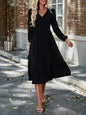 V-neck elegant dress with solid color