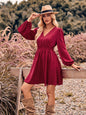 V-neck long-sleeved waist trendy dress