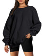 Round neck pullover loose casual velvet sweatshirt