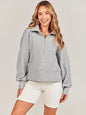 Women's Loose Zipper Neck Long Sleeve Sweatshirt Top