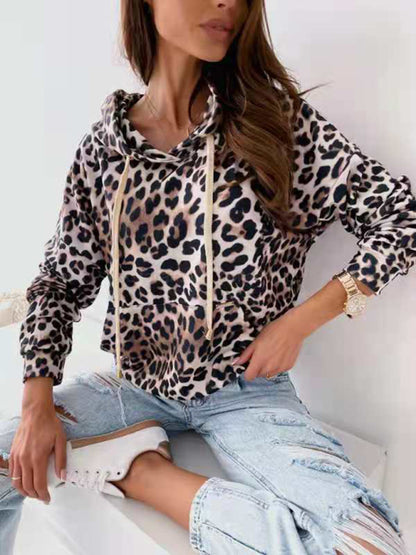 Women's Leopard and Floral Print Hoodie