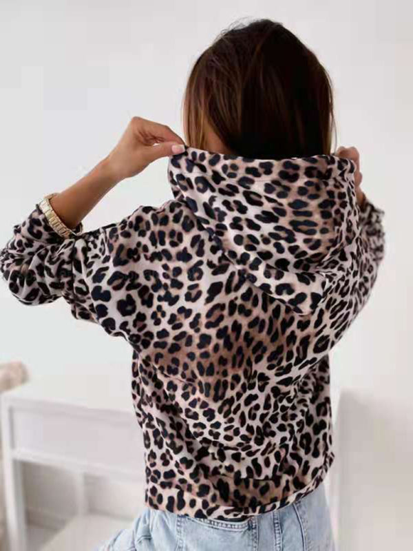 Women's Leopard and Floral Print Hoodie