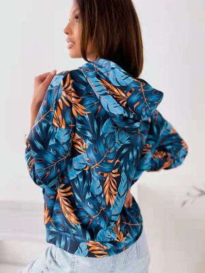 Women's Leopard and Floral Print Hoodie