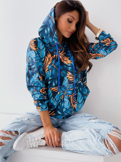 Women's Leopard and Floral Print Hoodie