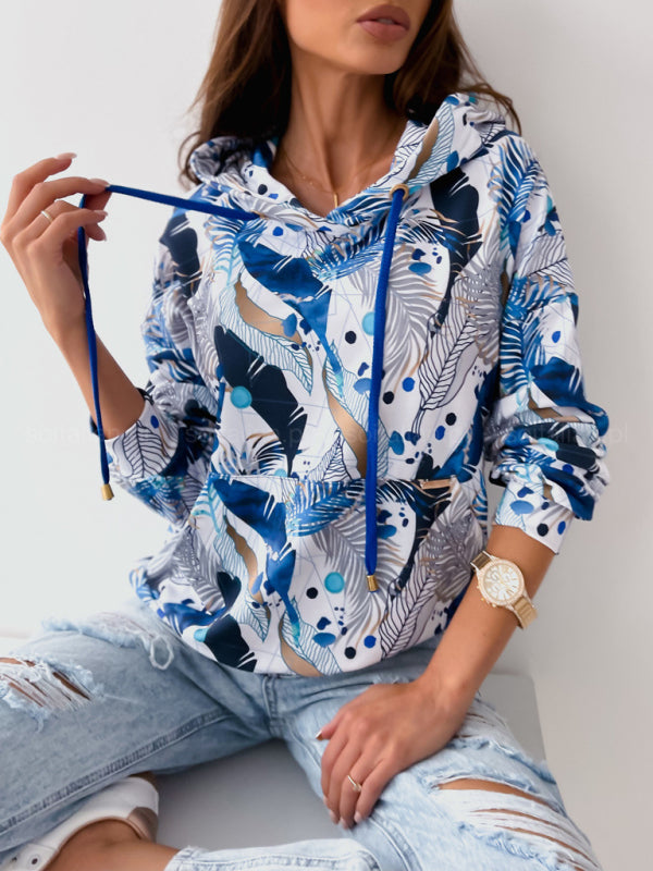 Women's Leopard and Floral Print Hoodie