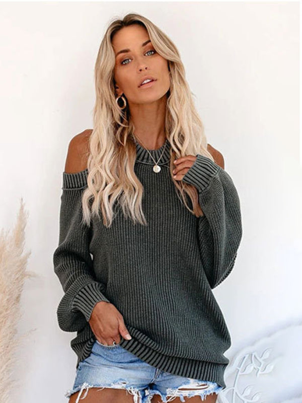 Women's plus size sexy off-shoulder sweater knitted sweater