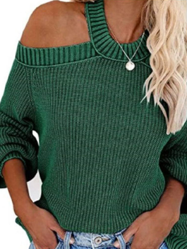 Women's plus size sexy off-shoulder sweater knitted sweater