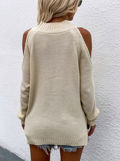 Women's Long Sleeve Thick Knitted Round Neck Twist Rope Sweater