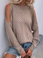 Women's Long Sleeve Thick Knitted Round Neck Twist Rope Sweater