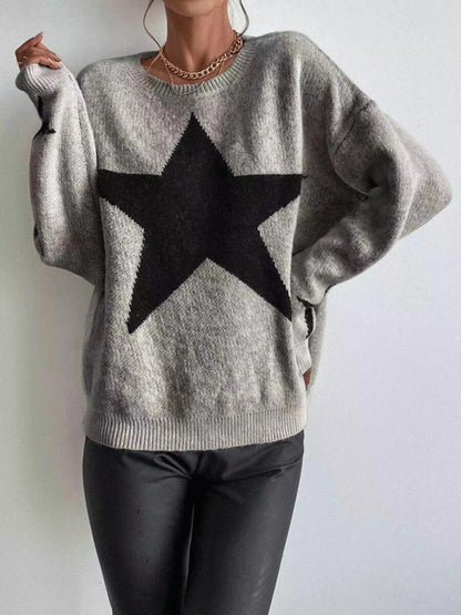 Women's Pullover Round Neck Star Thread Sweater