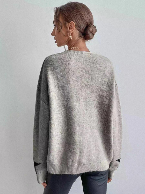 Women's Pullover Round Neck Star Thread Sweater