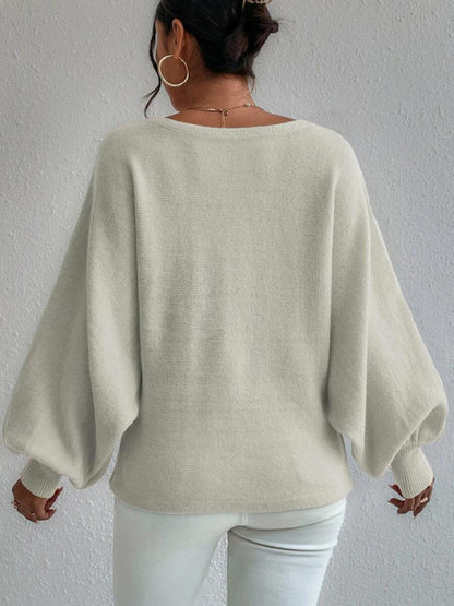 women's loose pullover lantern sleeve sweater