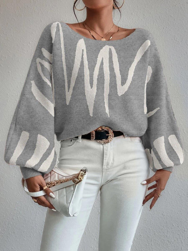 women's loose pullover lantern sleeve sweater