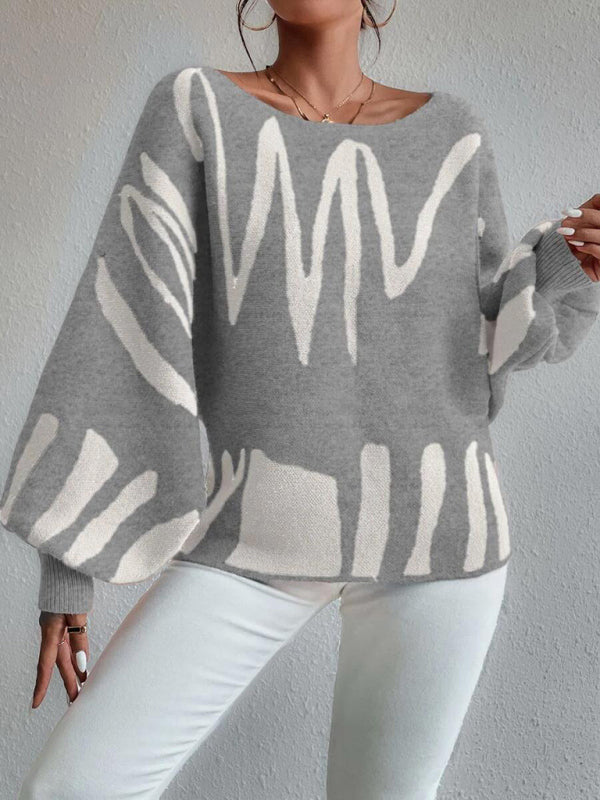 women's loose pullover lantern sleeve sweater