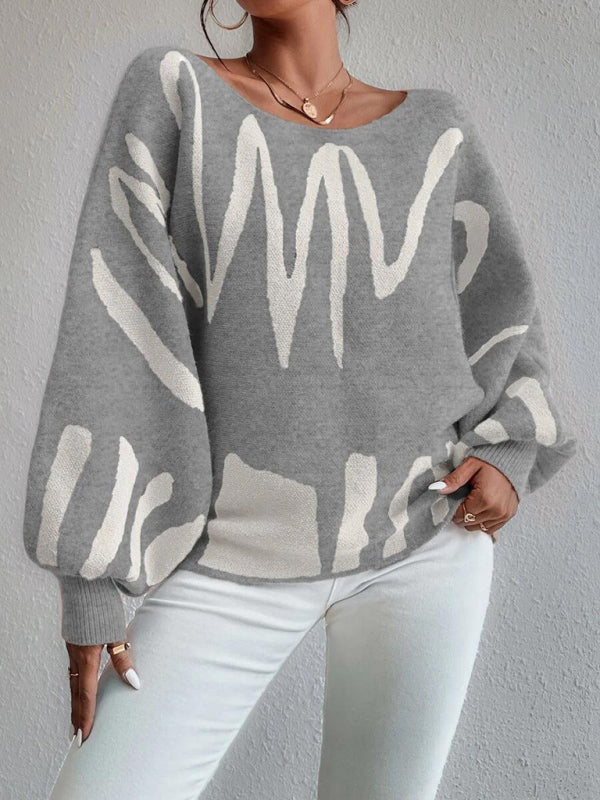 women's loose pullover lantern sleeve sweater