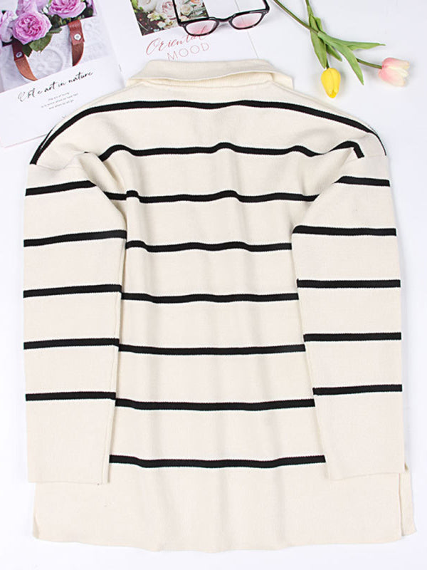 Women's striped long sleeve casual top pullover sweater