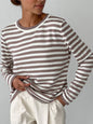 Women's loose striped round neck long sleeve pullover sweater