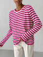 Women's loose striped round neck long sleeve pullover sweater