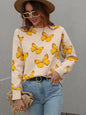 Women's Loose Round Neck Long Sleeve Butterfly Sweater