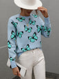 Women's Loose Round Neck Long Sleeve Butterfly Sweater