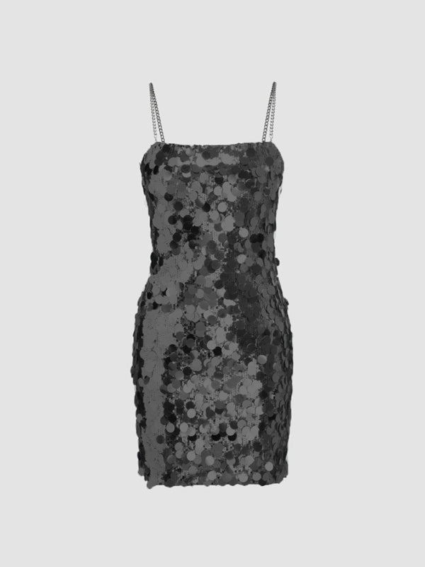 New fashion sexy chain sequined irregular dress