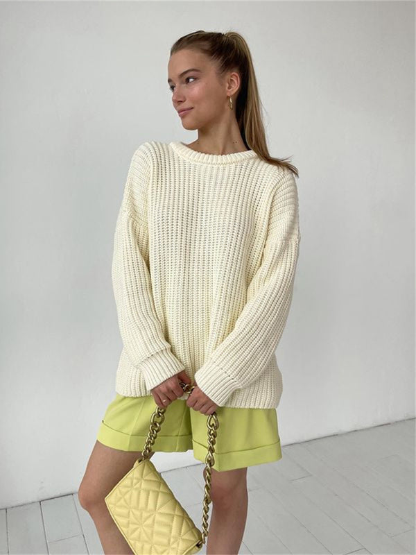 Women's casual round neck loose long sleeve sweater