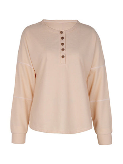 Women's New Long Sleeve Solid Color Knitted Tops