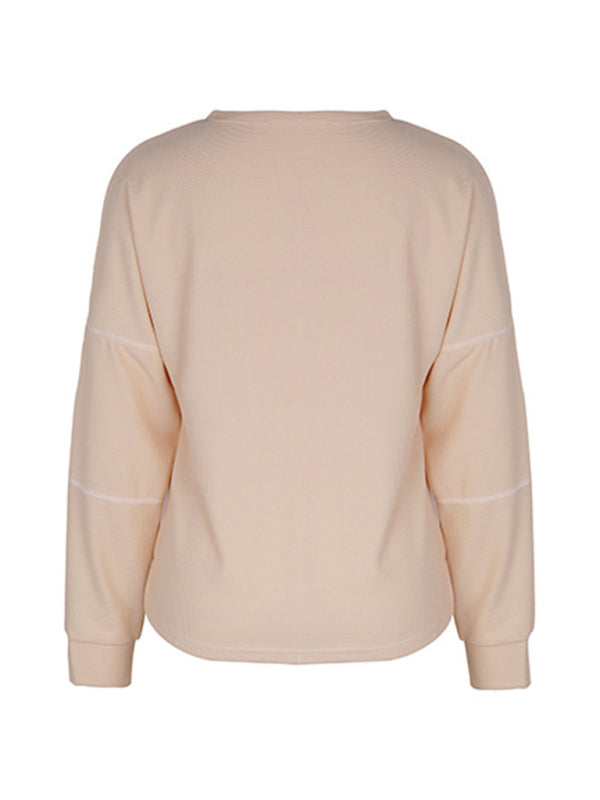 Women's New Long Sleeve Solid Color Knitted Tops