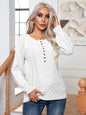 Women's Casual Button Twist Long Sleeve Pullover Sweater