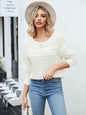 Women's round neck hollow diamond pullover sweater