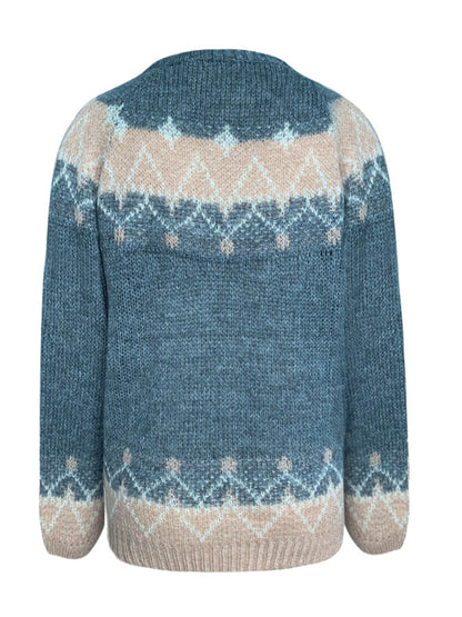 Women's casual loose mohair jacquard sweater