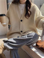 Women's loose buttoned versatile knitted cardigan