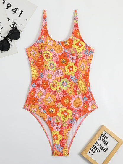 New swimwear sexy printed backless one-piece triangle swimsuit