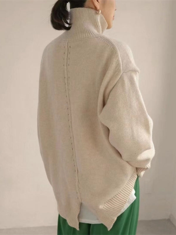Women's loose pullover turtleneck sweater top